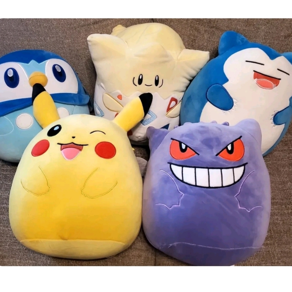 Pokemon Squishmallows Set of 5 Pikachu Snorlax Gengar Togepi Piplup ~ NEW